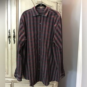 Synergy Plaid Grey & Maroon Long Sleeve Button